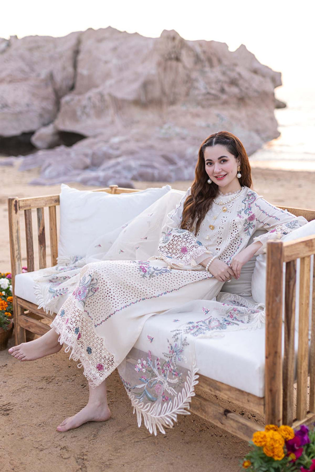 3 Piece Stitched Luxury Chikankari Embroidery Suit - Ready To Wear