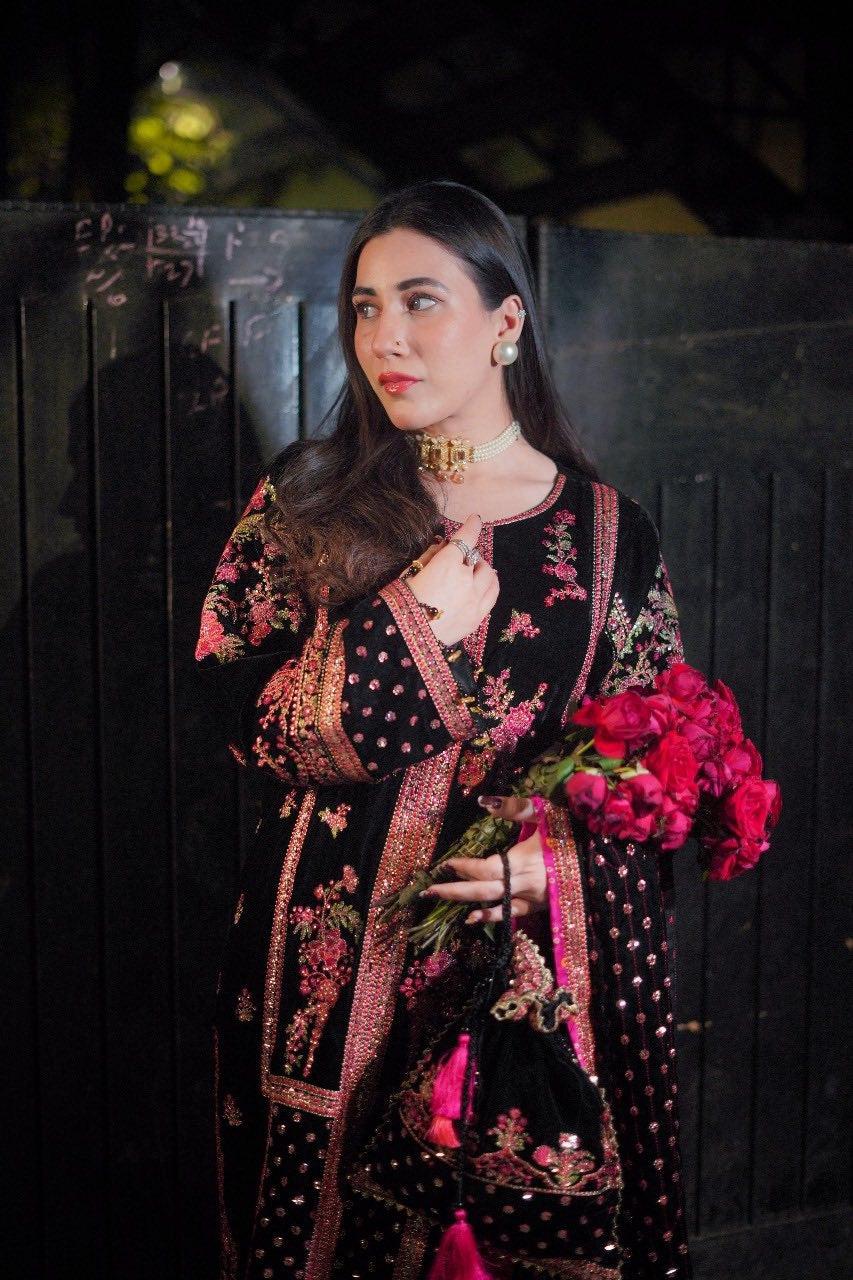 3 Piece Stitched Velvet Luxury Suit - Ready To Wear