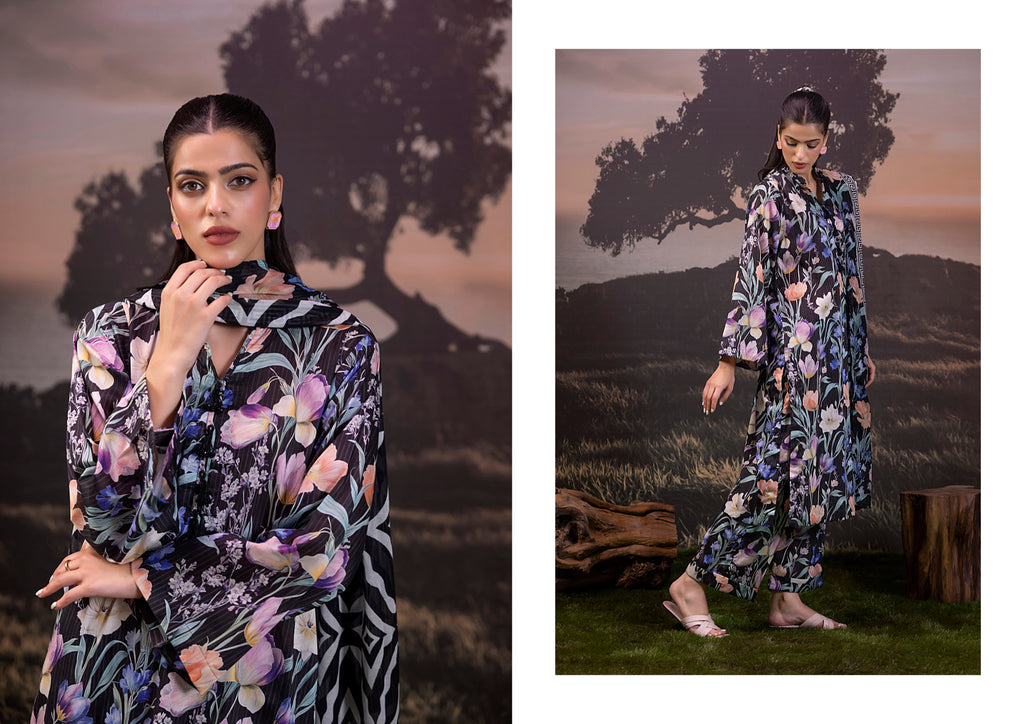 3 Piece Stitched Lawn Suit - Ready To Wear