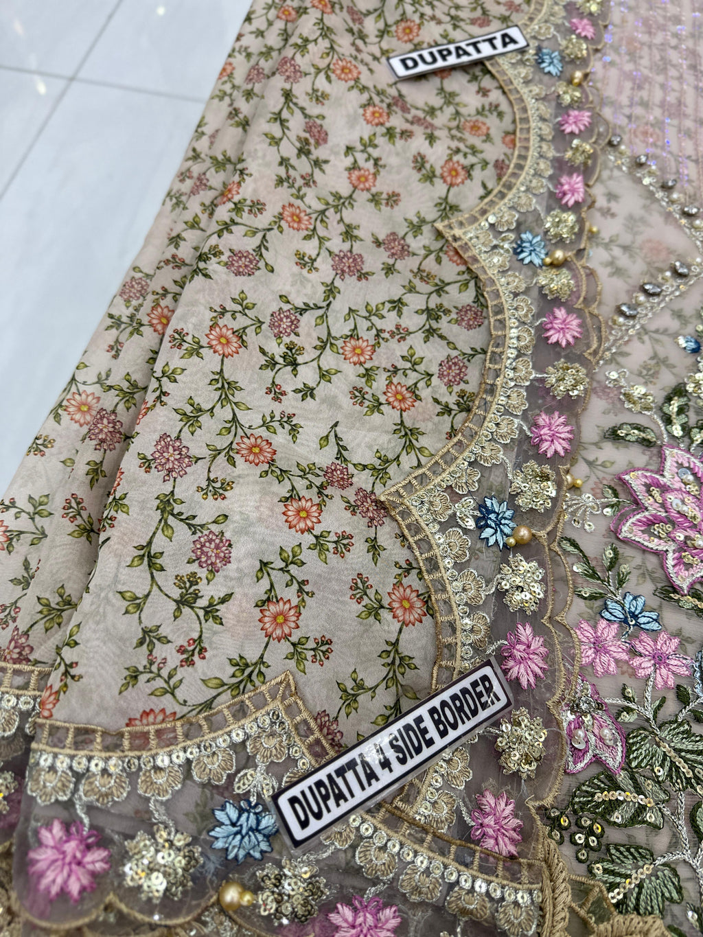 3 Piece Embroidered Chiffon Suit